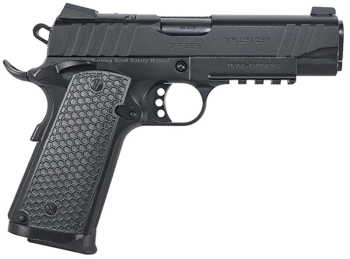 Eaa Girsan 391044 Mc1911 C Influencer Compact 45 Acp 8+1 4.40&Quot; Blued Steel Barrel, Black Cerakote Optic Ready/Serrated Steel Slide &Amp; Frame W/Picatinny Rail &Amp; Beavertail, Black Polymer Grip