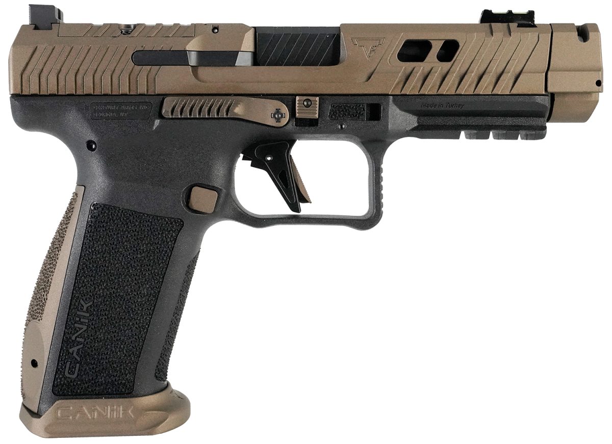 Canik Hg7854N Tti Combat Full Size Frame 9Mm Luger 18+1 4.60&Quot; Black Nitride Fluted/Ported Barrel, Burnt Bronze Cerakote Optic Cut/Serrated Steel Slide, Black Polymer Frame W/Picatinny Rail