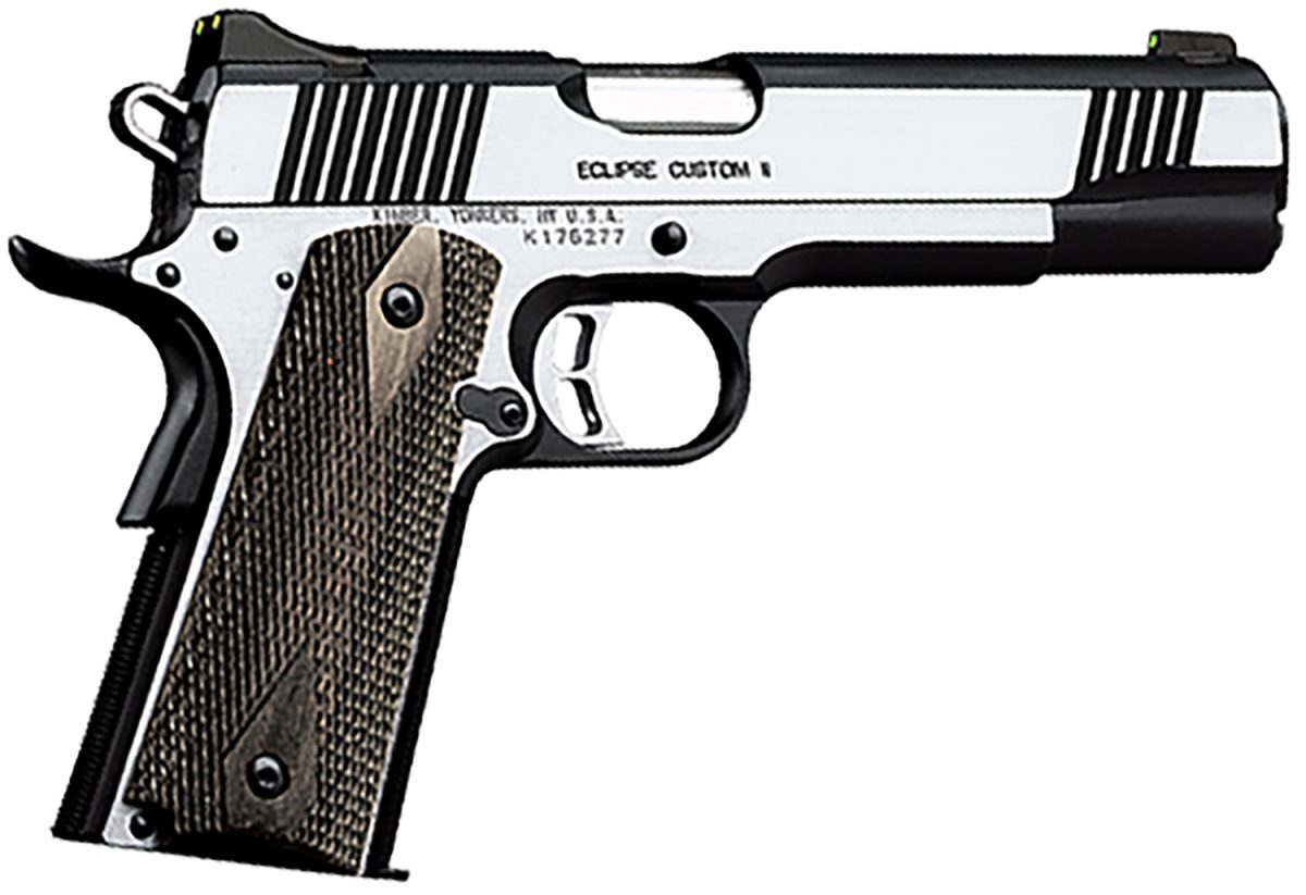 Kimber Mfg.,Inc 3200122Ca Eclipse Custom Ii (Ca) 10Mm 8+1 5 Brush Polished Front Serrations Stainless Steel Slide Laminated Gray/Black Double Diamond Grip