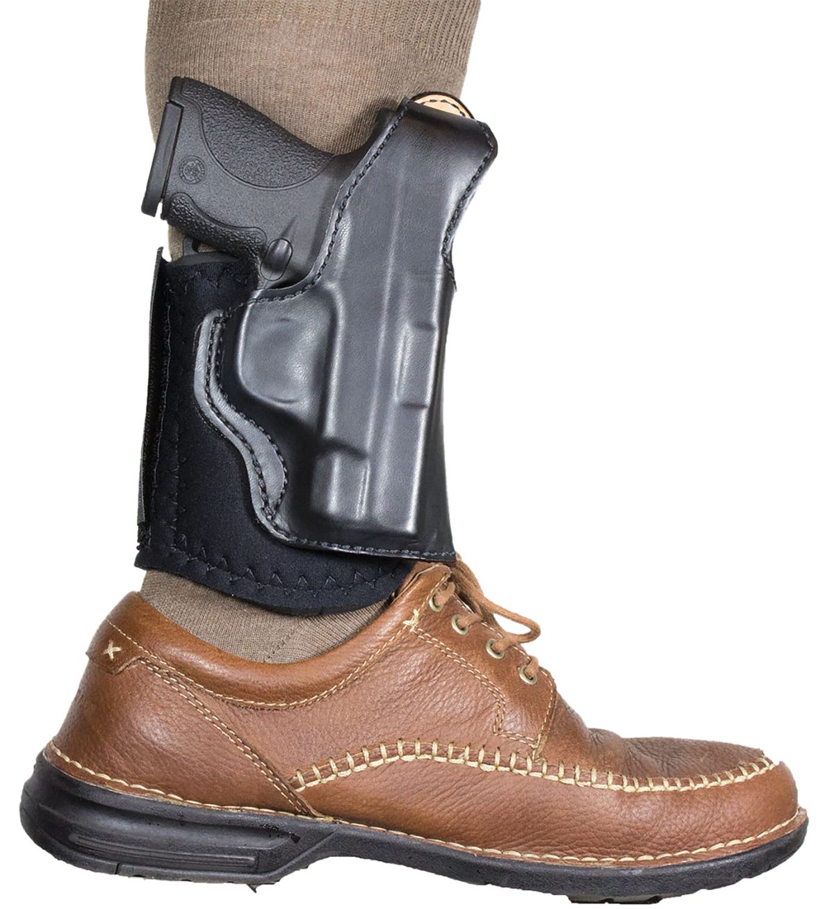 Desantis Gunhide 014Pcu7Z0 Die Hard Rig  Ankle Black Leather/Sheepskin Fits S&Amp;W Bodyguard 380 Right Hand