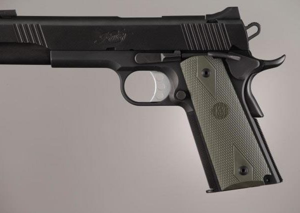 Hogue Colt Government Grips .45 1911 Rubber Grips Panels Checkered with Diamonds - OD Green