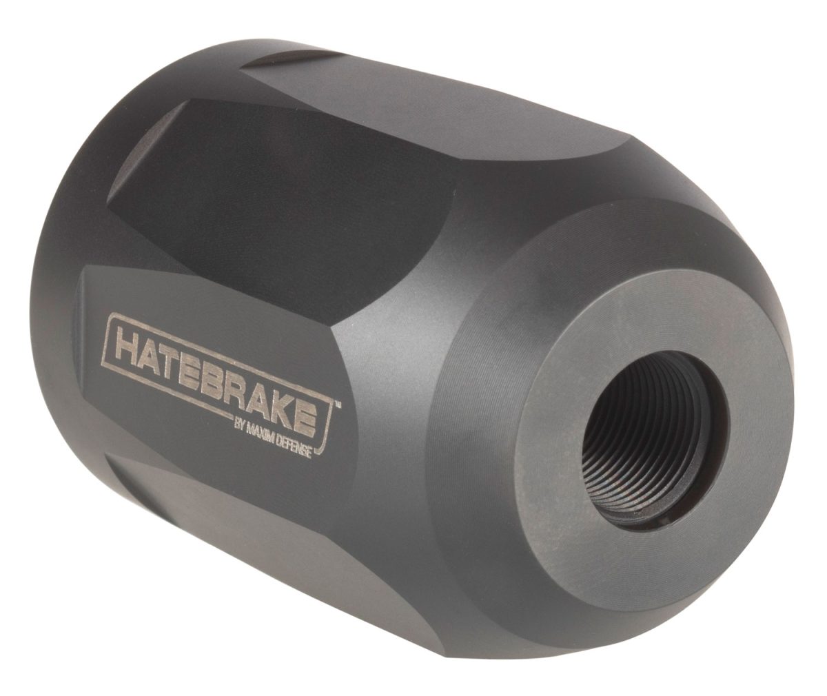 Maxim Defense Mxm47707 Hate Brake  Black Dlc 17-4 Stainless Steel With 1/2&Quot;-28 Tpi Threads, 2.40&Quot; Oal, 1.50&Quot; Diameter &Amp; Octagon Shape For 5.56X45Mm Nato