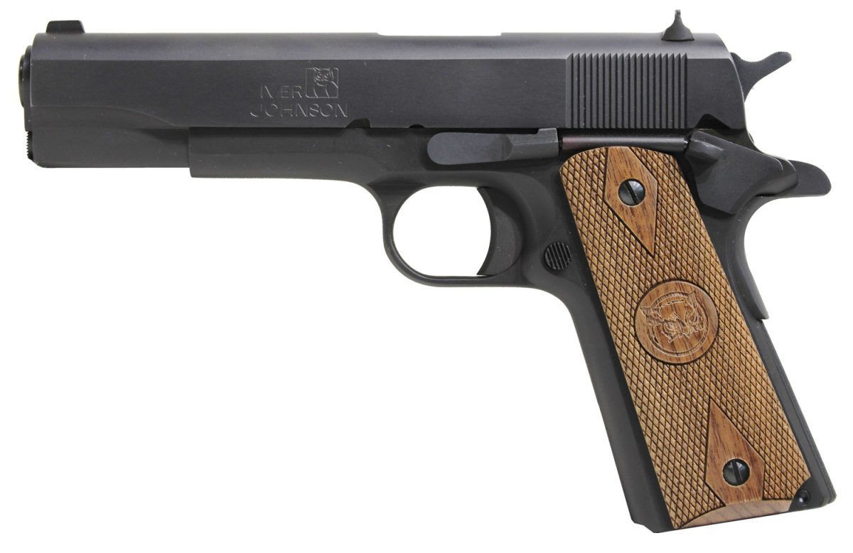 Iver Johnson Arms 1911A19 1911 A1  9Mm Luger 9+1 5&Quot; Black Steel Barrel, Matte Black Serrated Steel Slide, Matte Black Steel Frame W/Beavertail, Checkered Double Diamond Walnut Grip