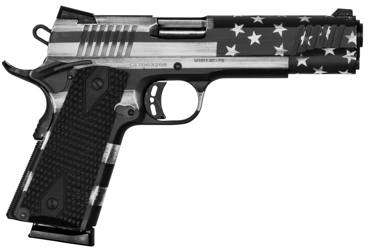 Citadel Citc45Fspusg M1911 Flag 45 Acp 8+1, 5&Quot; Stainless Steel Barrel, American Flag Gray Cerakote Serrated Steel Slide, Frame W/Beavertail, Ambidextrous