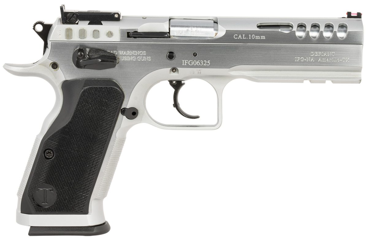 Tanfoglio Ifg Tfstockm10 Defiant Stock Master 10Mm Auto 13+1 4.75&Quot; Hard Chrome Steel/Aluminum Grip