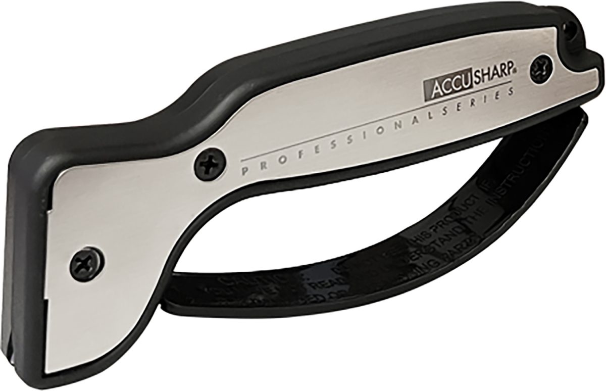 Accusharp 040C Pro Sharpener Fixed Diamond Tungsten Carbide Sharpener Black/Silver Aluminum/Overmolded Rubber