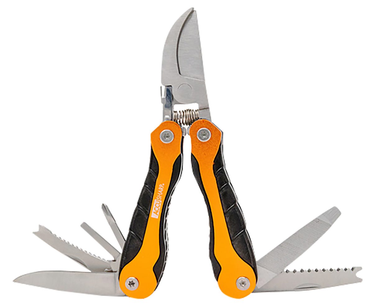 Accusharp 085C Sportsman'S  Black/Orange Folding Plain Blade Includes Nylon Case With Belt Clip