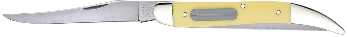 Case 00120 Fishing  3.40&Quot; Folding Clip/Fish Scaler Plain/Serrated Tumble Polish Tru-Sharp Ss Blade/ Yellow Synthetic Handle