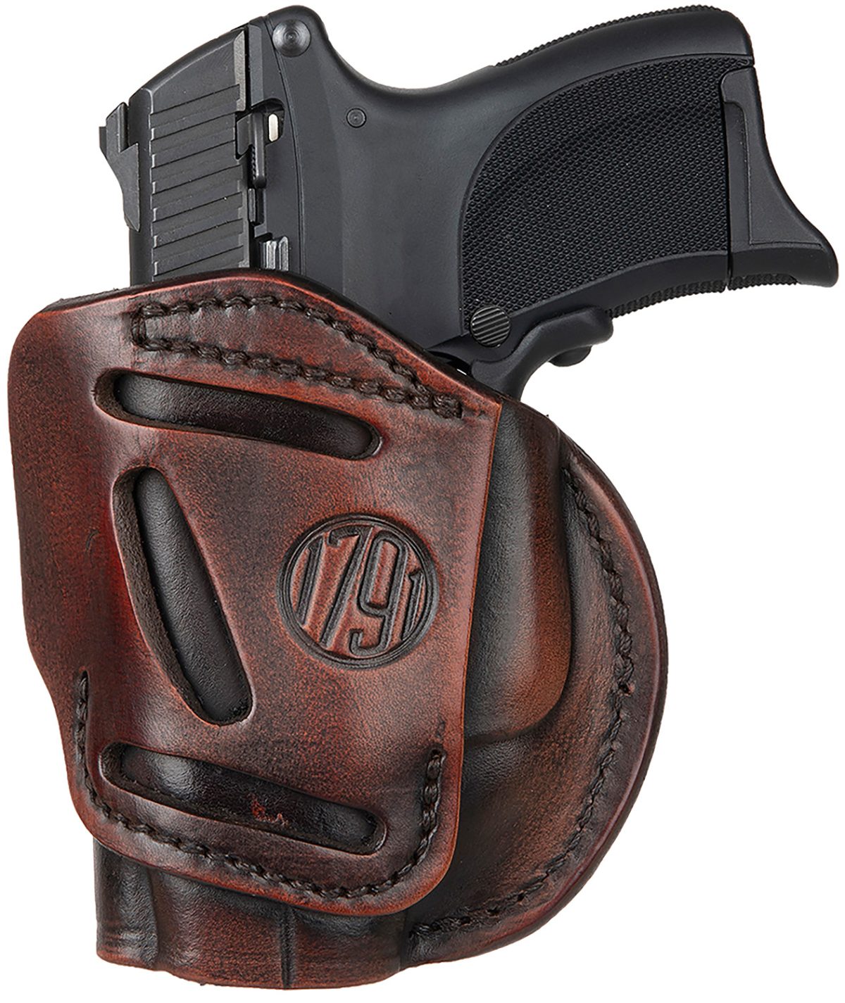 1791 Gunleather 4Wh3Vtgr 4-Way  Iwb/Owb Size 03 Vintage Leather Belt Clip Compatible W/Glock 26/Ruger Lc9/S&Amp;W M&Amp;P Shield/2.0 9/40 Right Hand