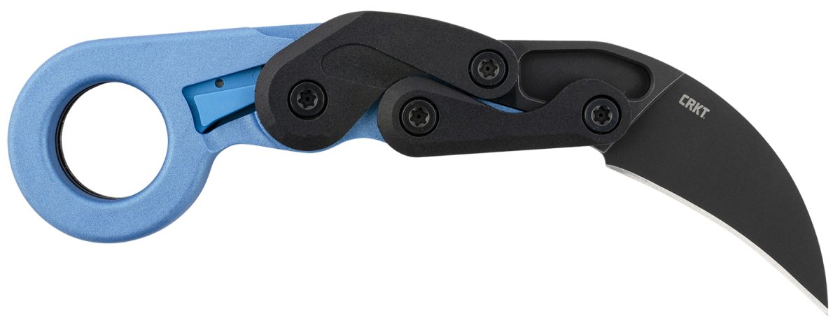Crkt 4041B Provoke  2.47&Quot; Folding Hawkbill Plain Black Stonewashed 4116 Stainless Steel Blade/Blue Metallic Grivory Handle