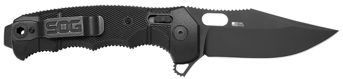 S.o.g Sog12210257 Seal Xr 3.90&Quot; Folding Clip Point Plain Black Cerakote S35Vn Ss Blade Black/Grn Handle Includes Belt Clip