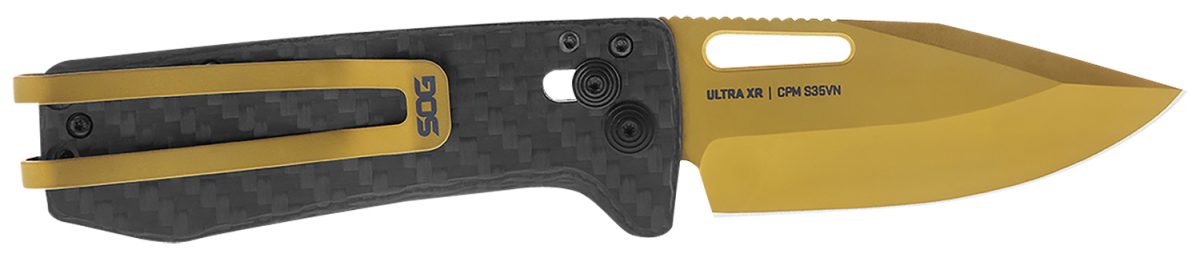 S.o.g Sog-12-63-02 Ultra Xr  2.80&Quot; Folding Clip Point Plain Gold Tini Cryo S35Nv Steel Blade/Black Textured Carbon Fiber Handle Includes Pocket Clip