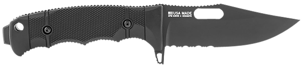 S.o.g Sog17210157 Seal Fx 4.30&Quot; Fixed Clip Point Part Serrated Black Cerakote Cpm S35Vn Ss Blade/Black Grn/Ss Handle Includes Sheath
