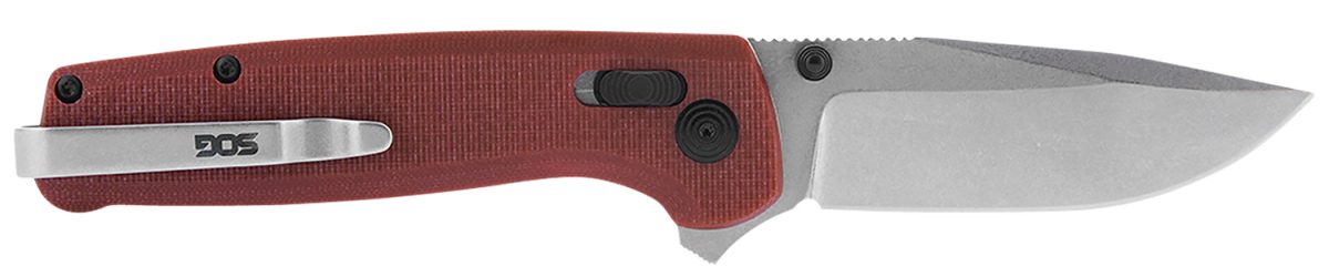 S.o.g Sogtm1023Bx Terminus Xr 2.95&Quot; Folding Clip Point Plain Stonewashed D2 Steel Blade Crimson Textured G10 Handle Features Box Packaging Includes Pocket Clip
