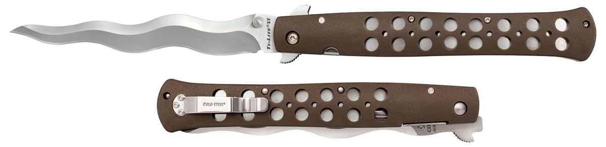 Cold Steel Cs-26Sxk6 Ti-Lite  6&Quot; Folding Plain Kris Aus 10A Steel Blade/ Black Griv-Ex Handle