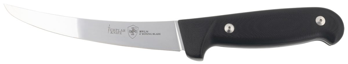 Templar Knife K6Bbk362 Boning  6&Quot; Fixed Plain Damasteel Blade, 5&Quot; Black G10 Handle