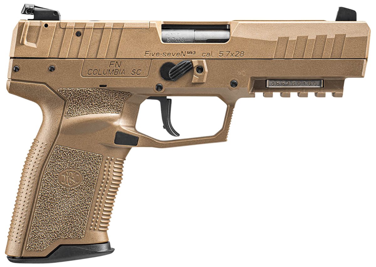 Fn 66101275 Five-Seven Mrd 5.7X28Mm  4.80&Quot; Barrel 20+1, Flat Dark Earth Polymer Frame With Mounting Rail &Amp; Serrated Trigger Guard, Optic Cut Fde Steel Slide, No Manual Safety, Optics Ready