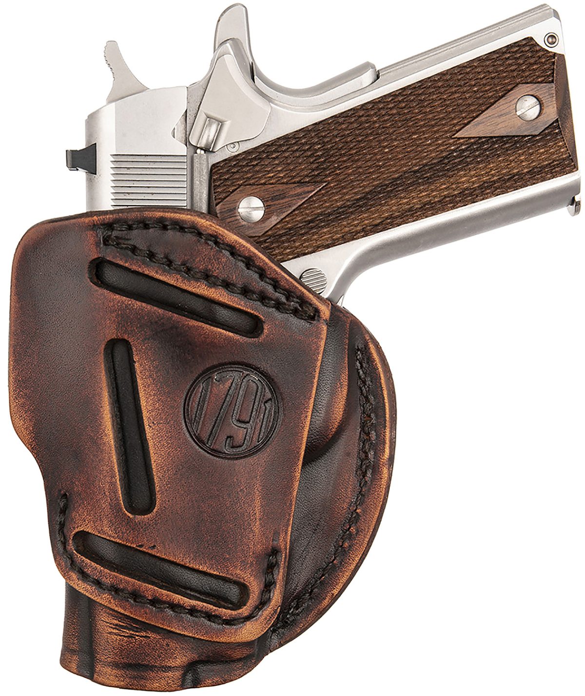 1791 Gunleather 3Wh1Vtga 3-Way  Iwb/Owb Size 01 Vintage Leather Belt Loop Fits 1911 3-4&Quot; Ambidextrous Hand