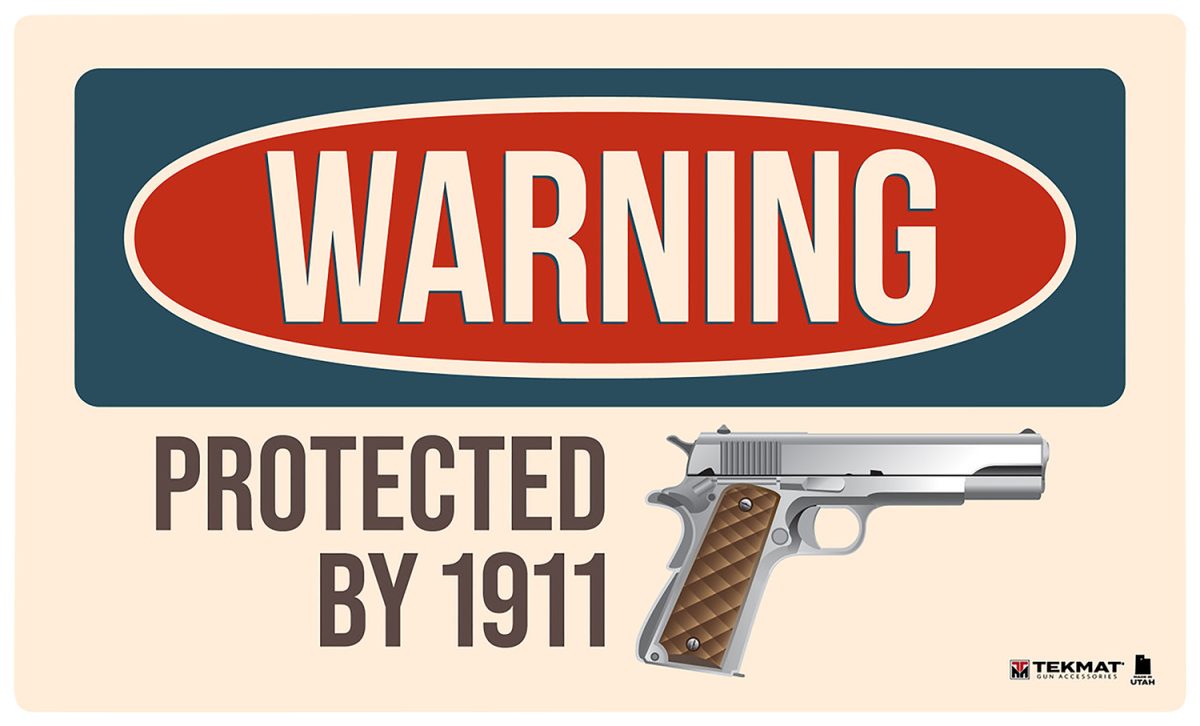 Tekmat Tek42Warning1911 Warning Protected By 1911 Door Mat Multi-Color Rubber 25&Quot;X42&Quot;