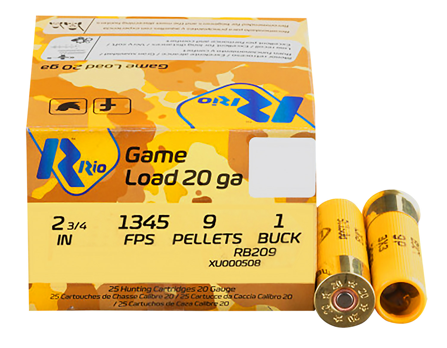 Rio Ammunition RB209 Royal Buck 20Gauge 2.75" 1 1/8oz 0Buck Shot 25 Per Box/10 Case