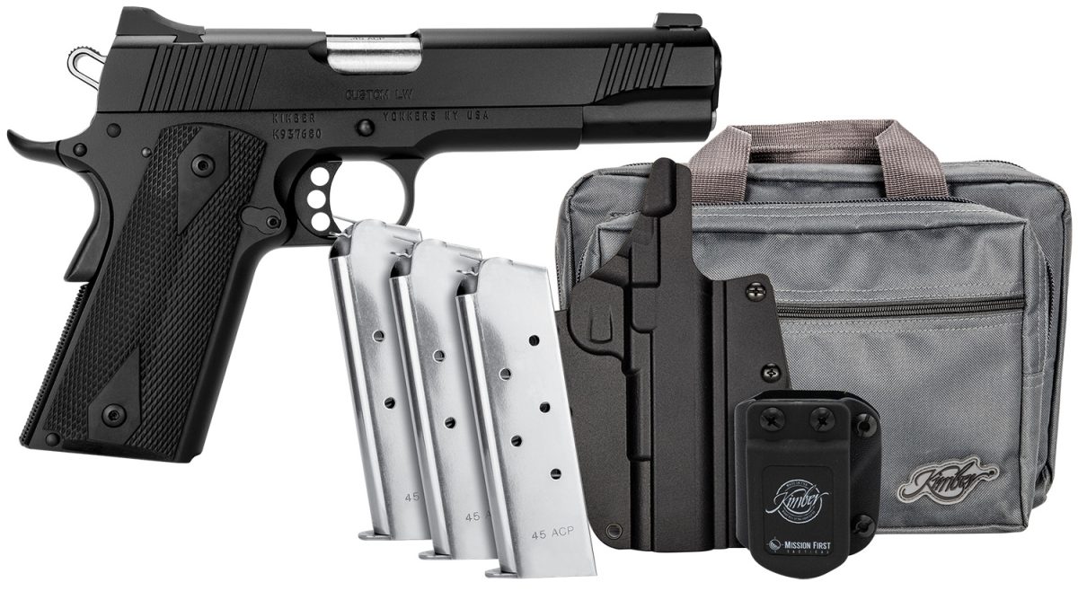 Kimber Mfg.,Inc 3700812 Custom Lw Club Bundle 45Acp 7+1 5&Quot; Front Serrations Stainless Slide Kimpro Black F/S Rubber Grip