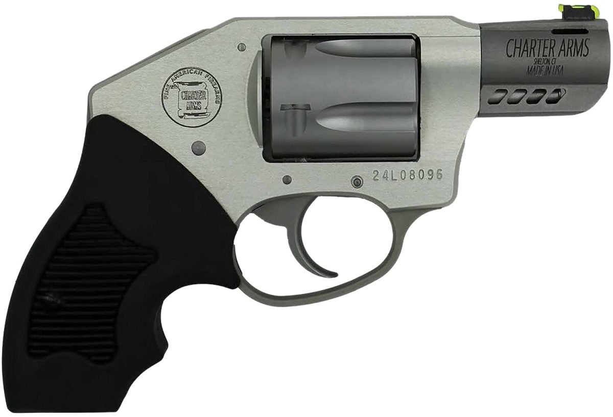Charter Arms 53801 Off Duty Coyote 380 Acp 5Rd 2&Quot; Matte Stainless Ported Barrel &Amp; Cylinder, Anodized Aluminum Frame, Black Finger Grooved Rubber Grip, Concealed Hammer