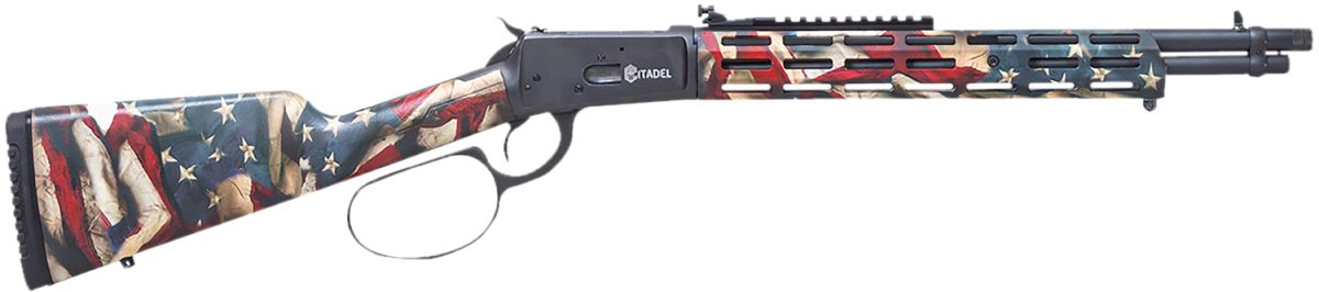Citadel Cit44Lvrusa Levtac 92 44 Mag 8+1 16.50&Quot; Matte Black Threaded Barrel &Amp; Steel Receiver W/Picatinny Rail, Fixed Respect Camo (American Flag) Synthetic Stock, Right Hand