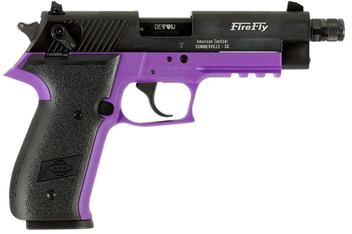Gsg Gerg2213Tffla Firefly  22 Wmr 13+1 4.90&Quot; Black Threaded Barrel, Aluminum Serrated Slide, Purple Aluminum Frame W/Picatinny Rail, Textured Grip