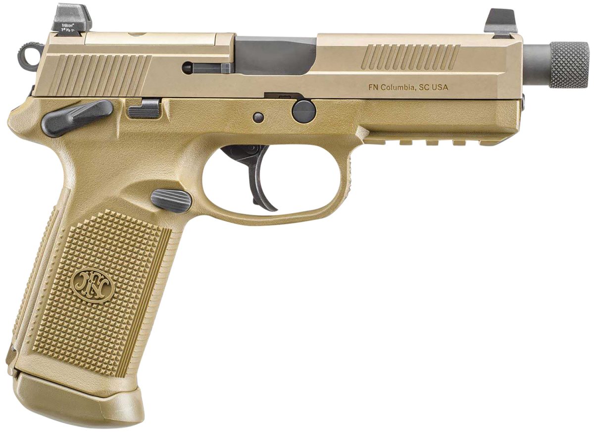Fn 66982 Fnx Tactical 45 Acp 10+1 5.30&Quot; Black Steel Threaded Barrel, Flat Dark Earth Optic Cut/Serrated Steel Slide &Amp; Polymer Frame W/Picatinny Rail, Fde Interchangeable Backstrap Grip, Ambidextrous