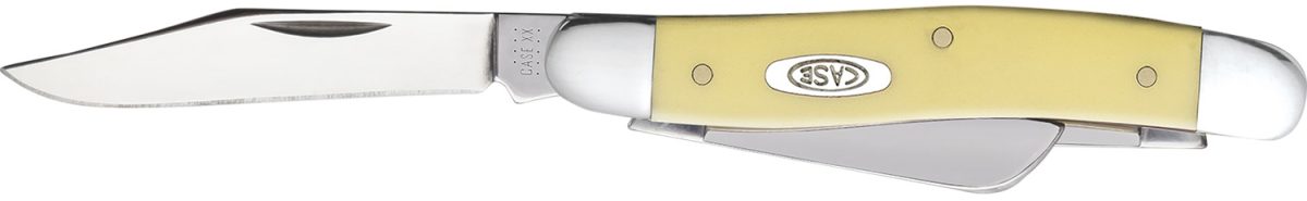 Case 00035 Stockman Medium 2.57&Quot;/1.88&Quot;/1.71&Quot; Folding Clip/Sheepsfoot/Spey Plain Tumble Polish Chrome Vanadium Steel Blade/Yellow Synthetic Handle