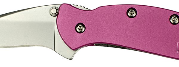 Kershaw 1600PINK Chive  1.90" Folding Drop Point Plain Bead Blasted 420HC SS Blade Pink Anodized Aluminum Handle Includes Pocket Clip