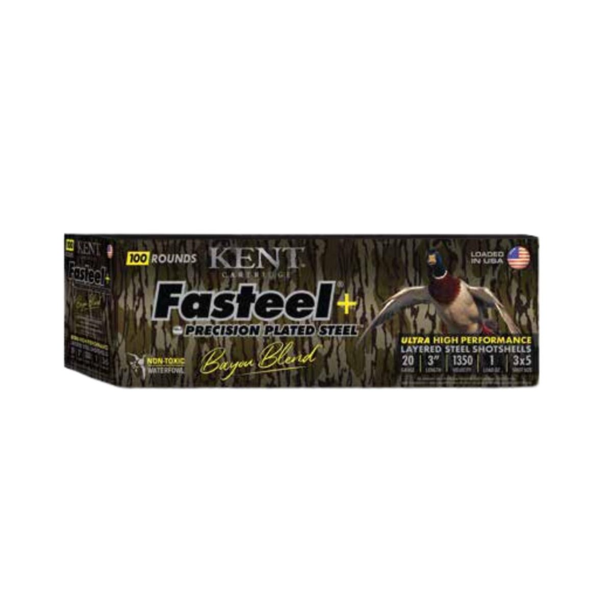 Kent Fasteel+  Precision Plated Steel Bayou Blend Shotshells 20Ga 3&Quot; 1Oz 1350 Fps #3 &Amp; #5 100/Ct