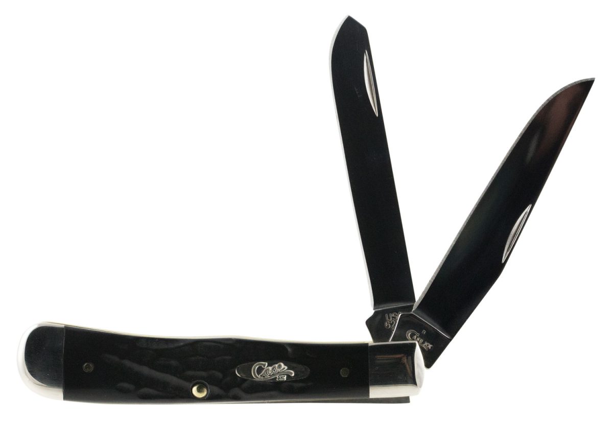 Case 18221 Trapper  3.25&Quot;/3.27&Quot; Folding Clip Point/Spey Plain Mirror Polished Tru-Sharp Ss Blade Rough Black Jigged Synthetic Handle