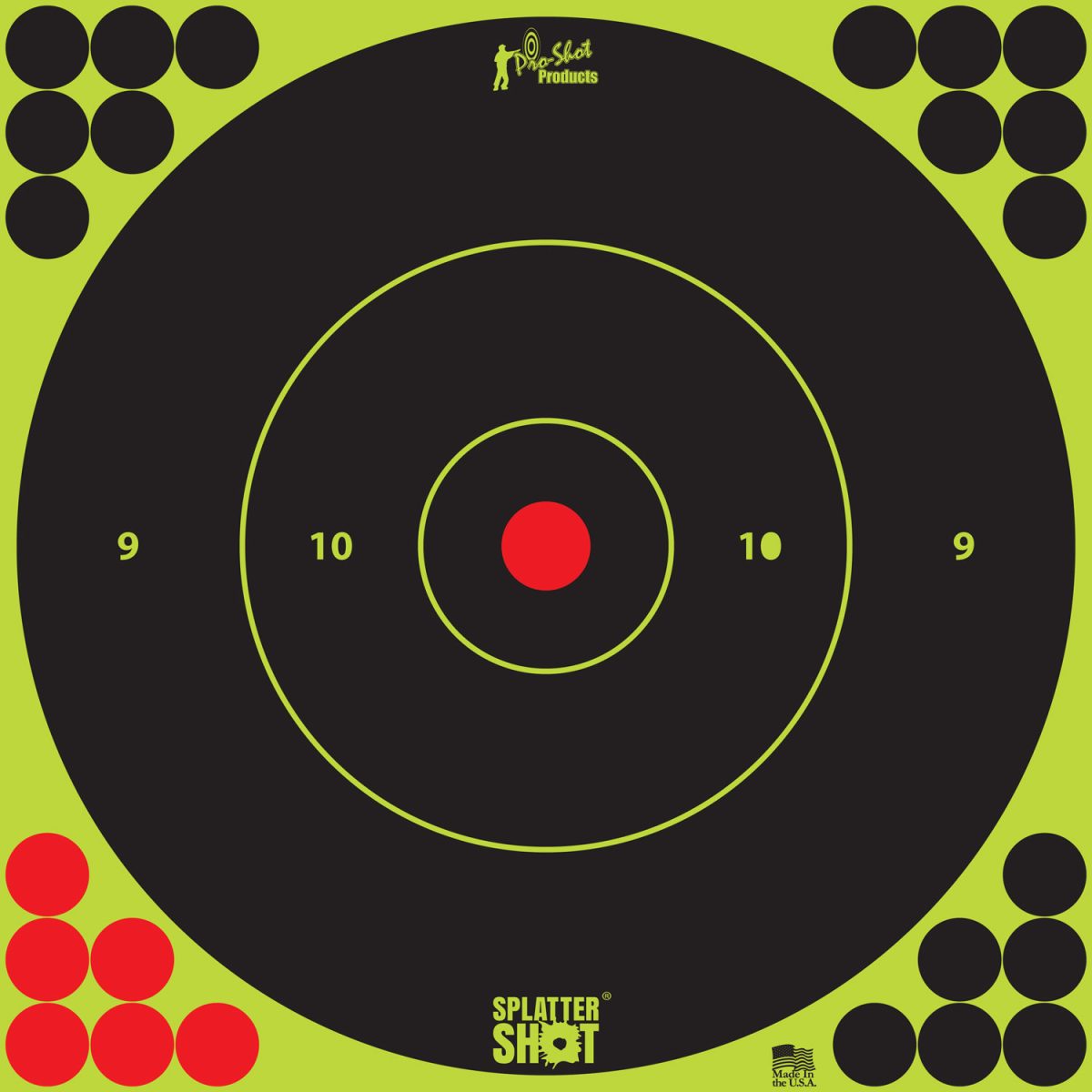 Pro-Shot 12Bgreen5Pk Splattershot  Self-Adhesive Paper Black/Green 12&Quot; Bullseye 5 Pack