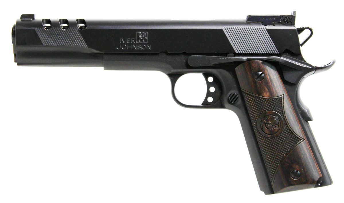 Iver Johnson Arms Eaglexl45 1911 Eagle Xl  45 Acp 6&Quot; 8+1 Matte Blued Matte Blued Ported Long Slide Diamondwood Walnut With Integrated Logo Grip Adj Sights