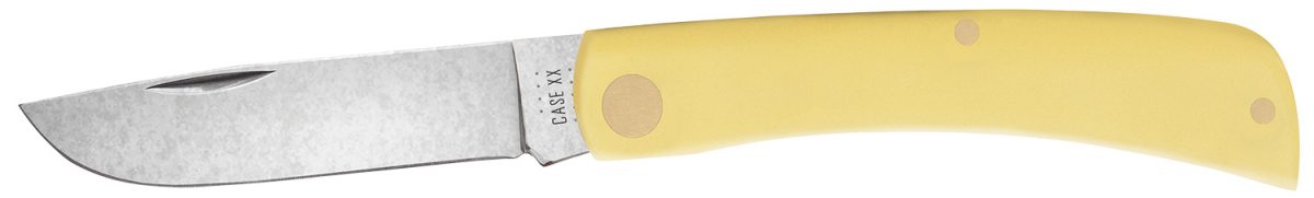 Case 00032 Sod Buster Jr.  2.80&Quot; Folding Skinner Plain Tumble Polish Chrome Vanadium Steel Blade/Yellow Synthetic Handle