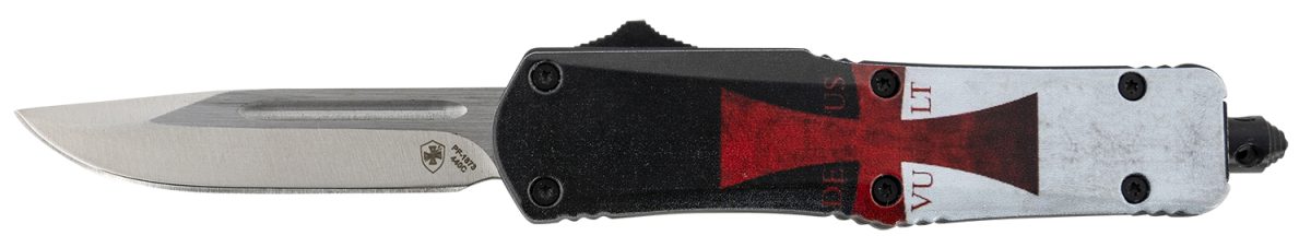 Templar Knife Stk332 Gen Ii Templar Flag Small 2.69&Quot; Otf Drop Point Plain Powder Coated 440C Ss Blade, 4.31&Quot; Templar Flag Aluminum Handle Glass Breaker