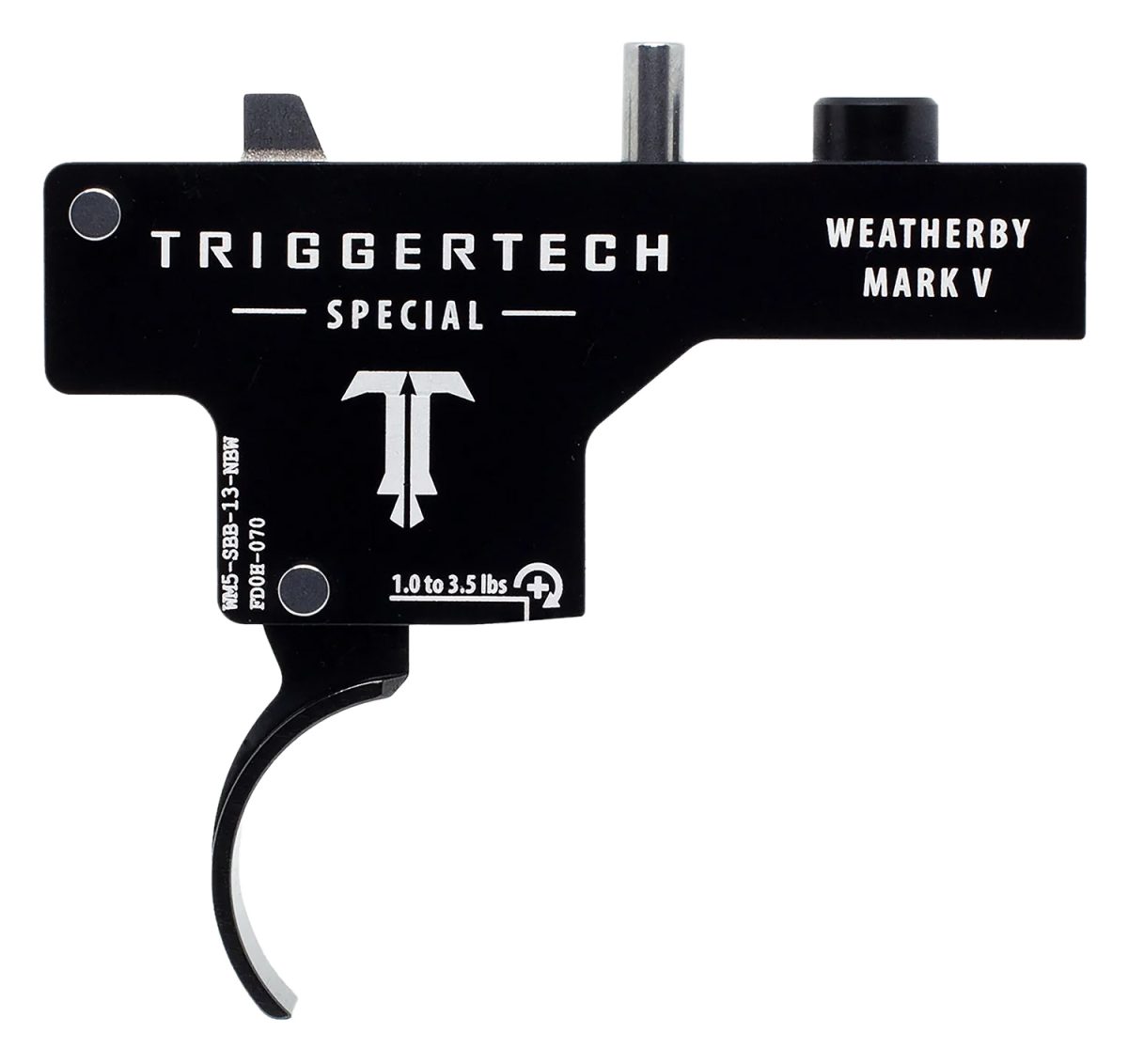 Triggertech Wm5Sbb13Nbw Special  Single-Stage Curved Trigger With 1-3.50 Lbs Draw Weight &Amp; Black Pvd Finish For Weatherby Mark V