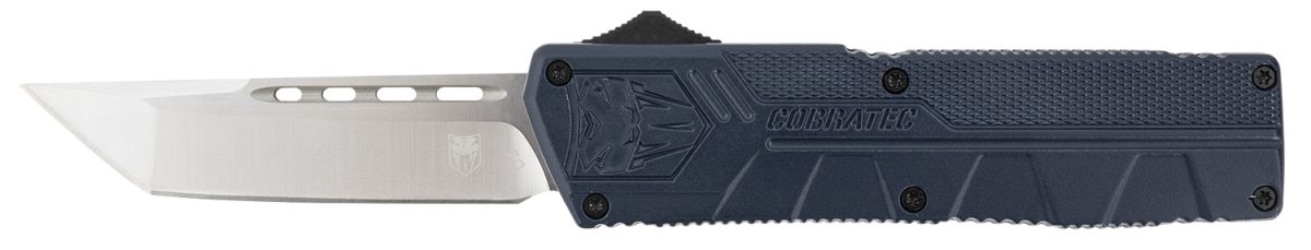 Cobratec Knives Nyctlwtns Lightweight  3.25&Quot; Otf Tanto Plain D2 Steel Blade/Nypd Blue Aluminum Handle Includes Pocket Clip