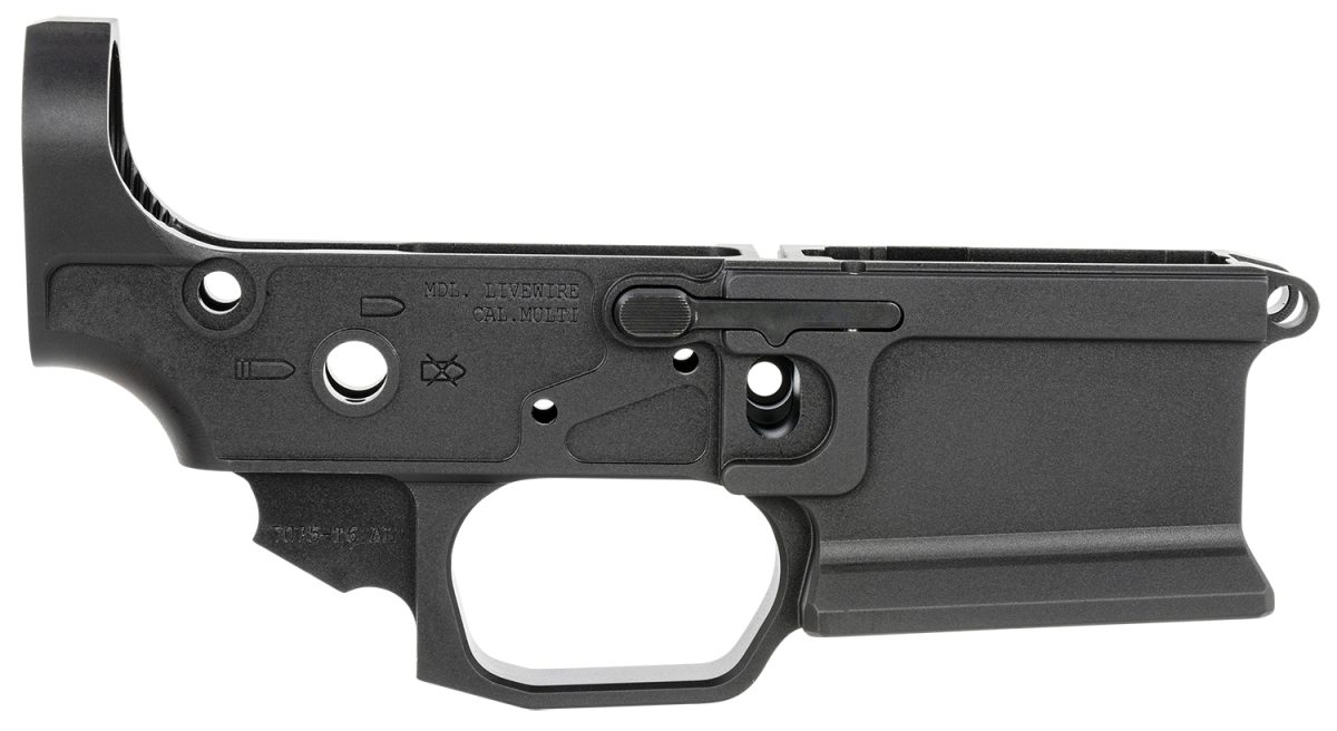 Sharps Bros Sblr08F Livewire Stripped Lower Multi-Caliber 7075-T6 Aluminum W/Black Anodized Finish Compatible W/Mil-Spec Internal Parts