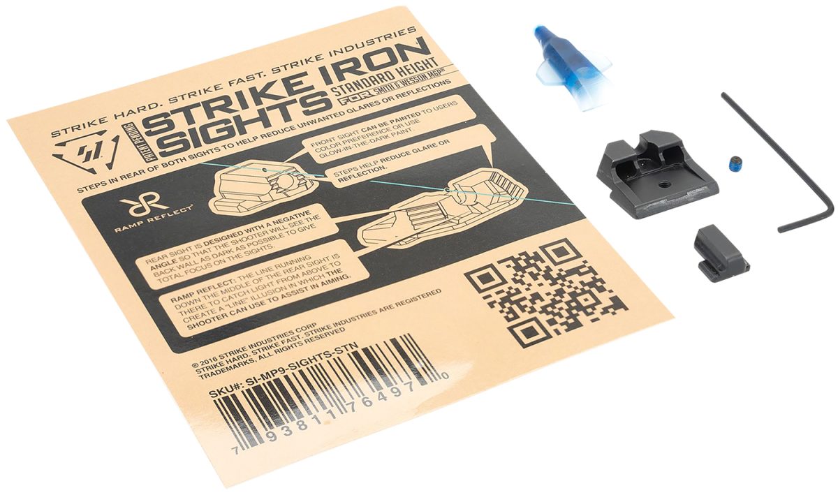 Strike Industries Mp9Sightsstn Strike Iron Sights  Black/Blank Front Sight Black/Blank Rear Sight Smith &Amp; Wesson M&Amp;P Standard Height