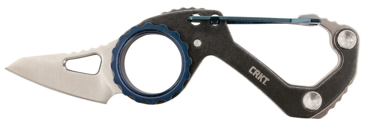 Crkt 9083 Compano  1.44&Quot; Folding Sheepsfoot Plain Satin 8Cr13Mov Ss Blade/Black Stonewashed W/Blue Accents Stainless Steel Handle