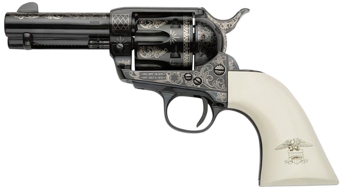 Pietta Gw9Lle312Nmui Great Western Ii Liberty 9Mm Luger 6Rd 3.50&Quot; Blued Engraved Octagon Steel Barrel &Amp; Cylinder, Blued Engraved Steel Frame, Ultra Ivory W/Engraved Liberty Eagle Grip, Exposed Hammer