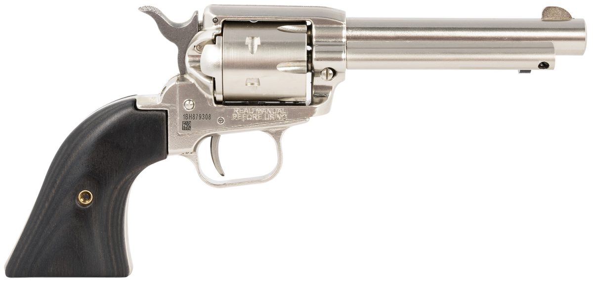Heritage Mfg Rr22Ni4Bw Rough Rider  22 Lr 6 Shot, 4.75&Quot; Black Nitride Steel Barrel, Black Nitride Zinc Alloy Frame, Black Cylinder, Black Laminate Grip, Manual Safety, Exposed Hammer