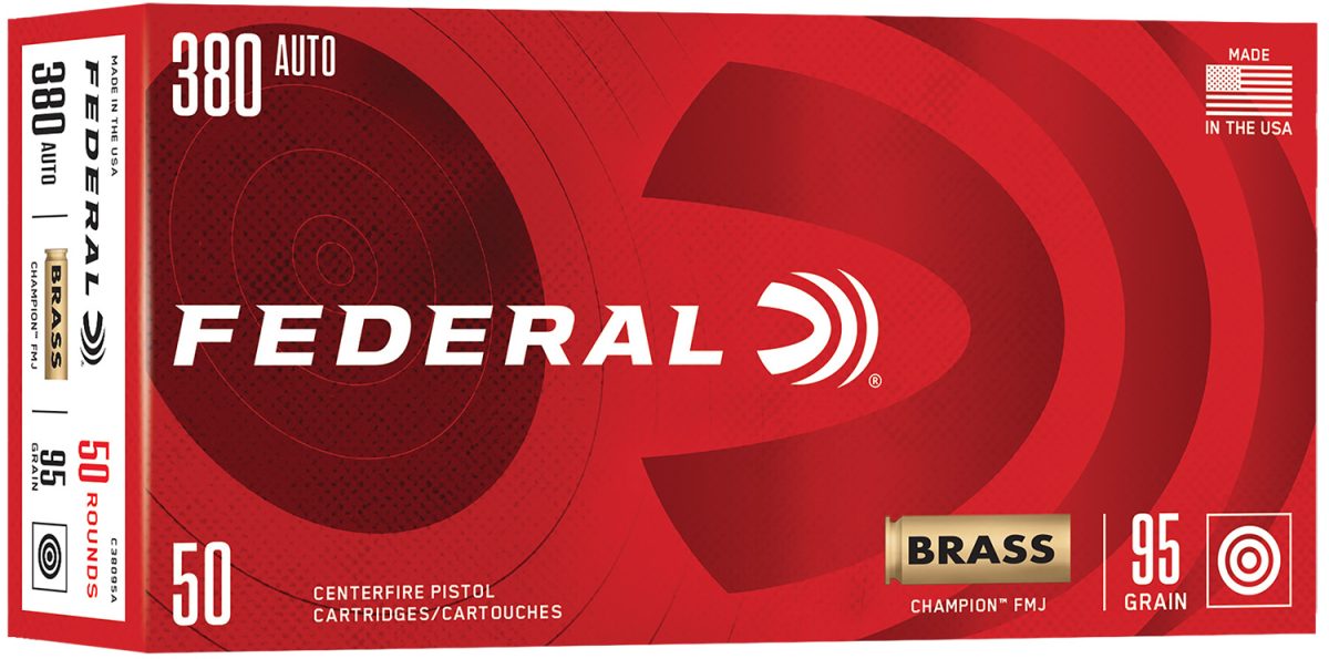 Federal C38095A Champion  380Acp 95Gr Full Metal Jacket 50 Per Box/20 Case