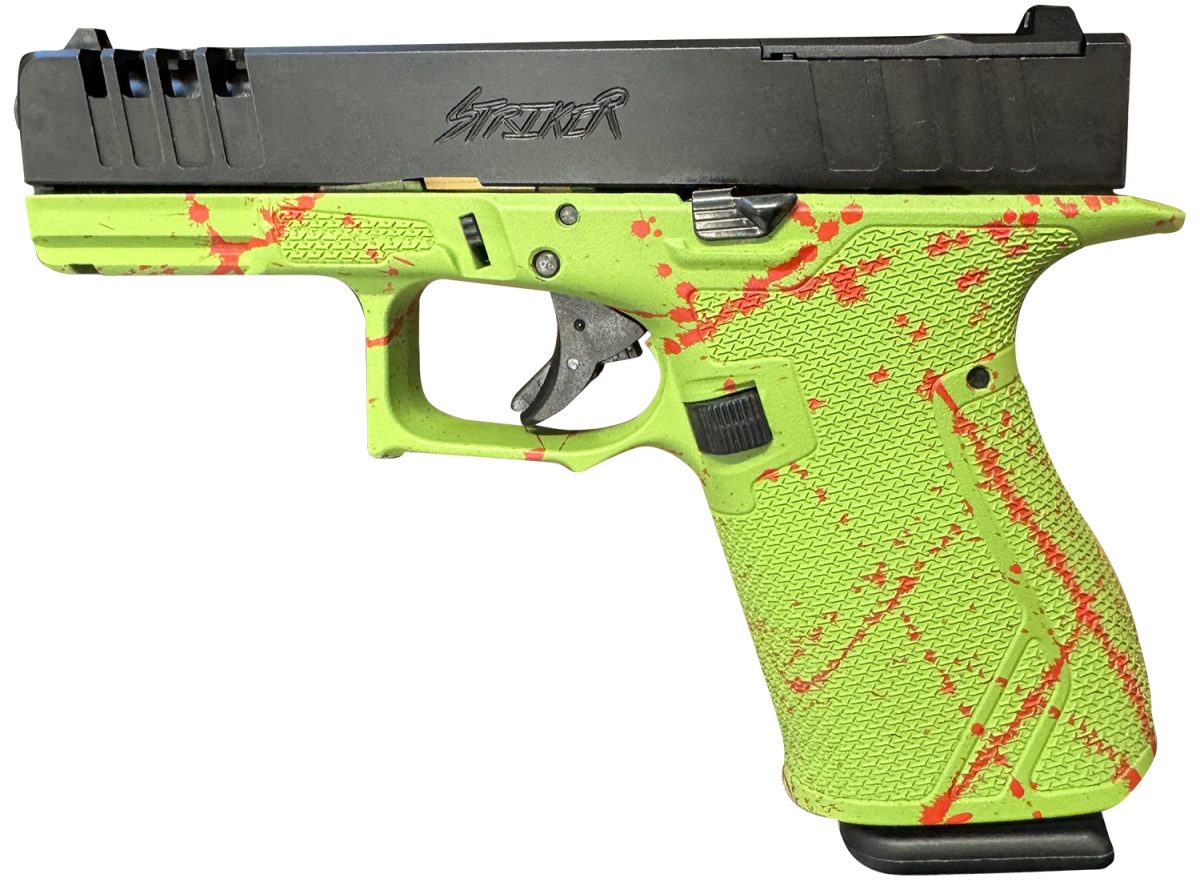 Great Lakes Firearms Gl19Szom Striker  Compact Frame 9Mm Luger 15+1 4&Quot; Black Nitride Steel Barrel, Black Cerakote Serrated W/Slide Cuts Steel Slide, Zombie Cerakote Polymer Frame &Amp; Grip, Ambidextrous