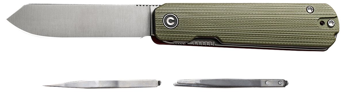Civivi Knives C21004B-1 Sendy  2.83&Quot; Folding Spey Point Plain Satin Nitro-V Steel Blade. Green Textured G10 Handle
