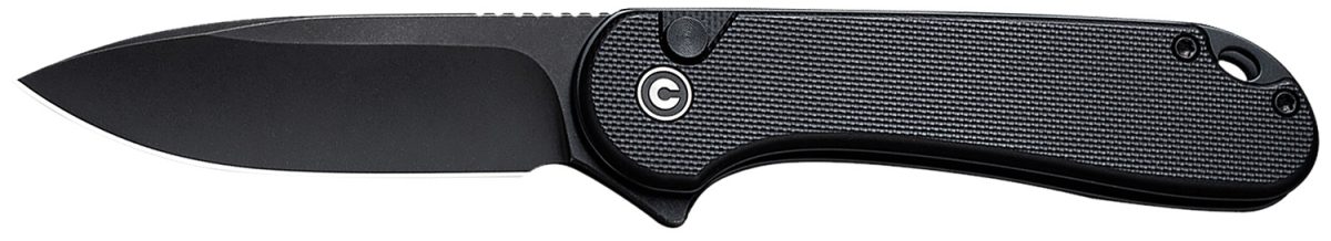 Civivi Knives C18062P-1 Elementum Ii  Edc 2.96&Quot; Folding Drop Point Plain Black Stonewashed Nitro-V Steel Blade, Black Textured G10 Handle
