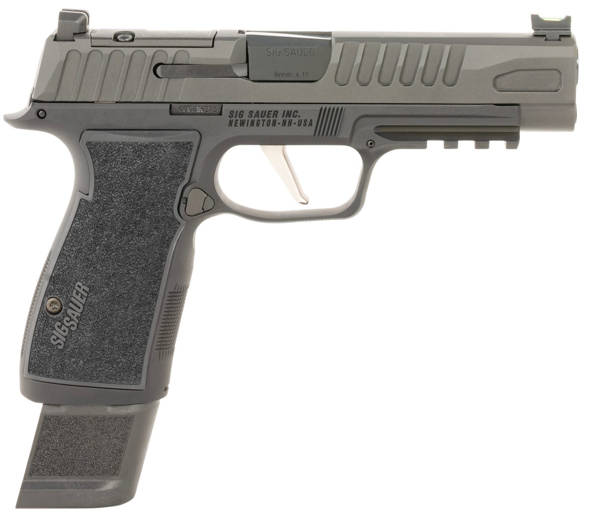 Sig Sauer 365Axgf9Bfo P365 Fuse Compact Frame 9Mm Luger 17+1 4.30&Quot; Black Carbon Steel Barrel, Black Nitron Optic Ready/Serrated Stainless Steel &Amp; Frame W/Beavertail &Amp; Picatinny Rail, Black Axg Grip