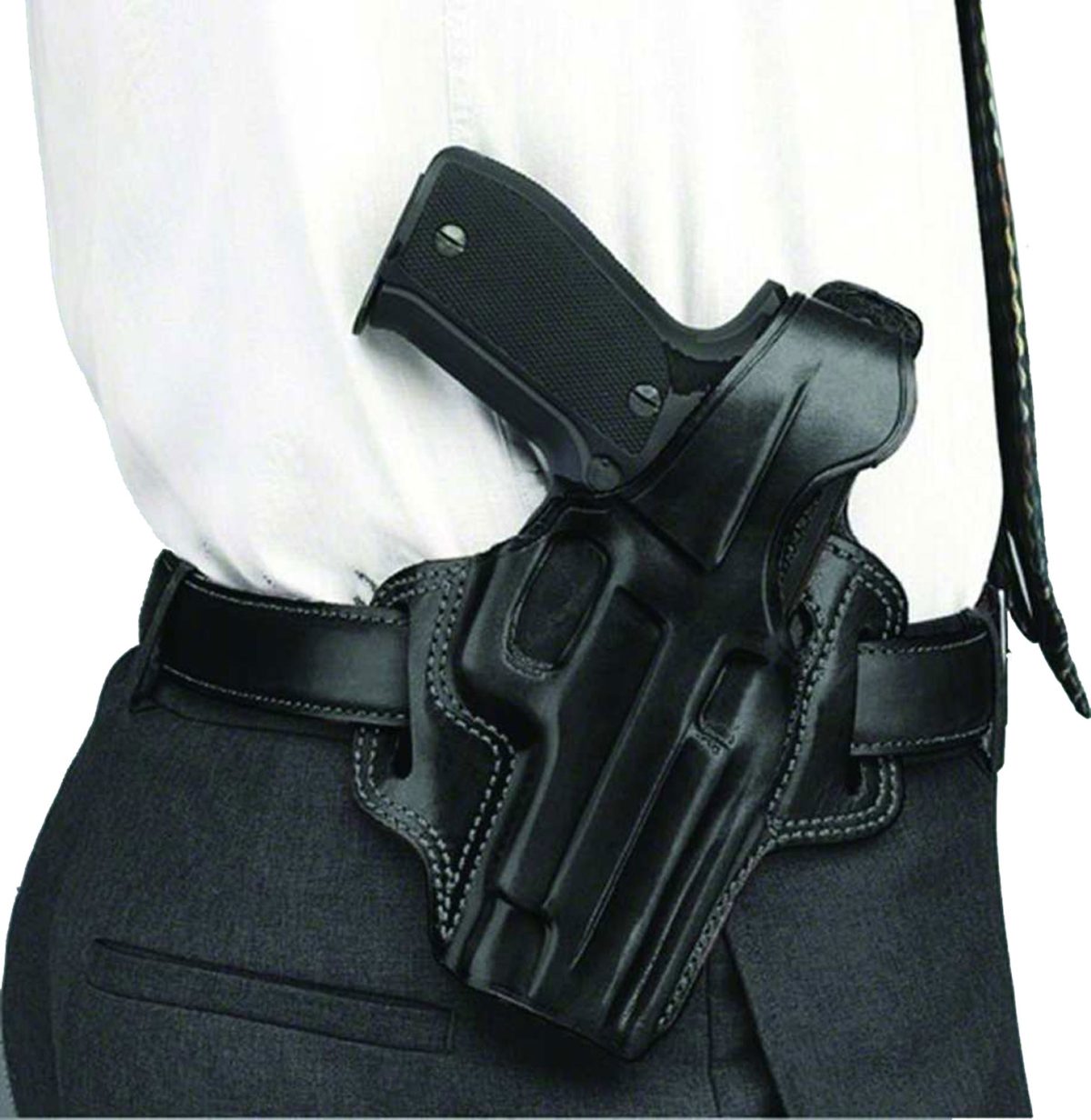 Galco Fl104B Fletch  Owb Black Leather Belt Slide Fits Ruger Gp100 Fits S&Amp;W L Frame Right Hand
